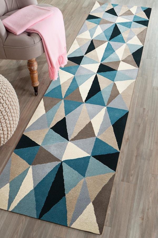 Matrix Pure Wool 901 Turquoise Runner Rug