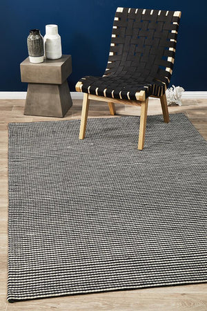 AXON Oskar Felted Wool Striped Rug Black White