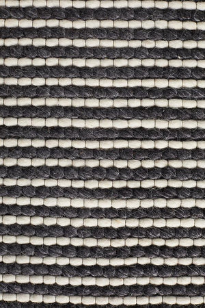 AXON Oskar Felted Wool Striped Rug Black White