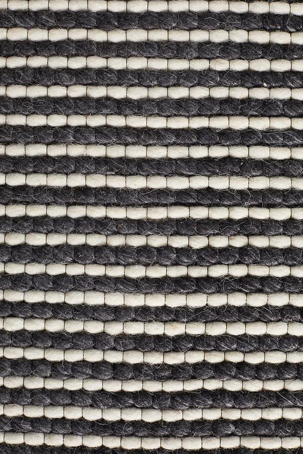 AXON Oskar Felted Wool Striped Rug Black White
