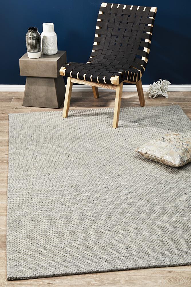 AXON Oskar Felted Wool Striped Rug Grey