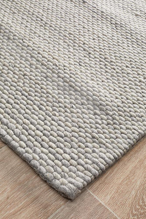 AXON Oskar Felted Wool Striped Rug Grey