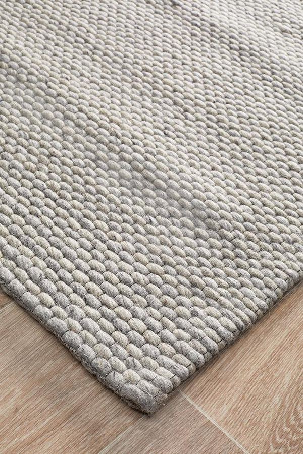 AXON Oskar Felted Wool Striped Rug Grey