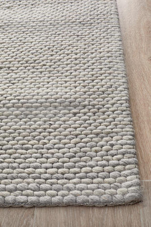 AXON Oskar Felted Wool Striped Rug Grey