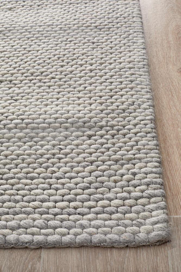 AXON Oskar Felted Wool Striped Rug Grey