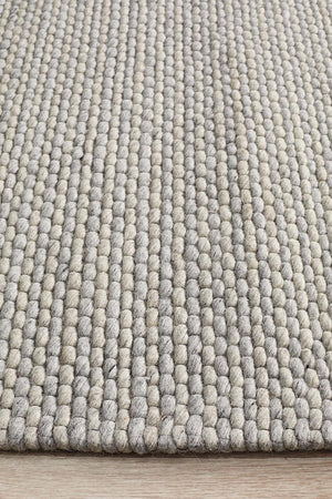 AXON Oskar Felted Wool Striped Rug Grey