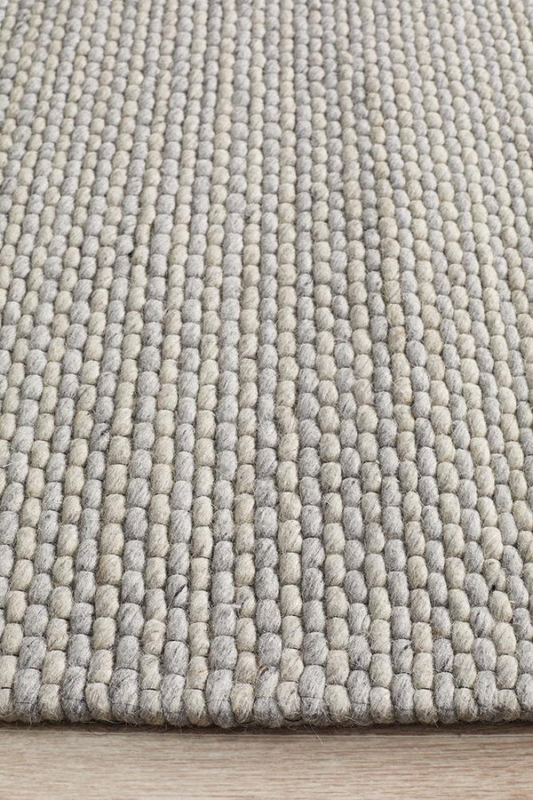 AXON Oskar Felted Wool Striped Rug Grey