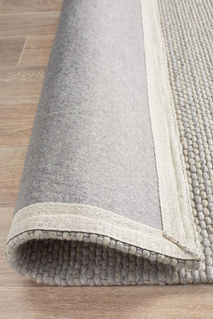 AXON Oskar Felted Wool Striped Rug Grey