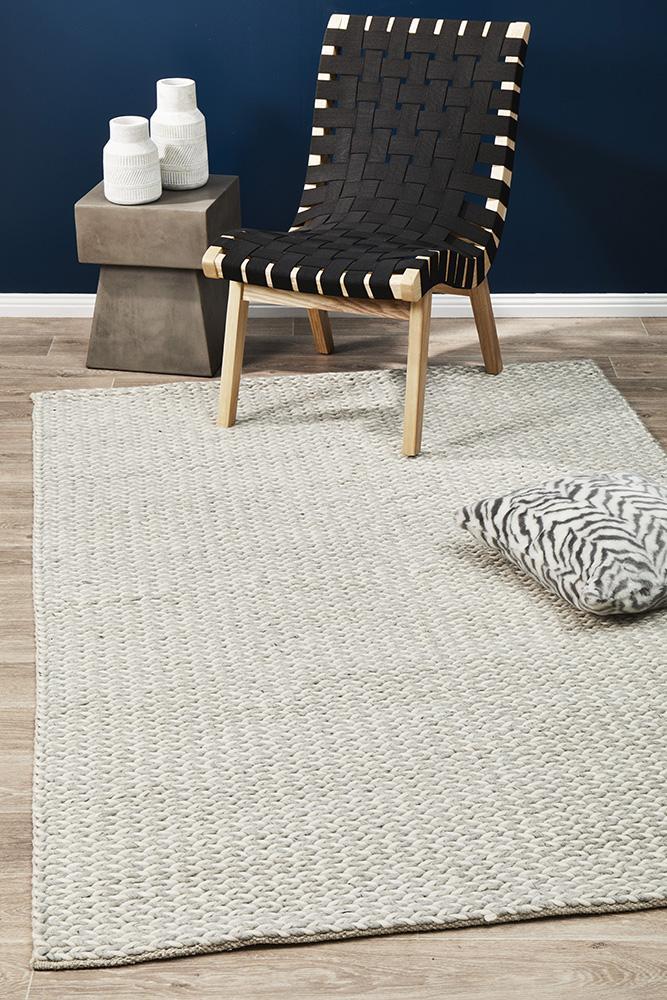 AXON Helena Woven Wool Rug Grey White