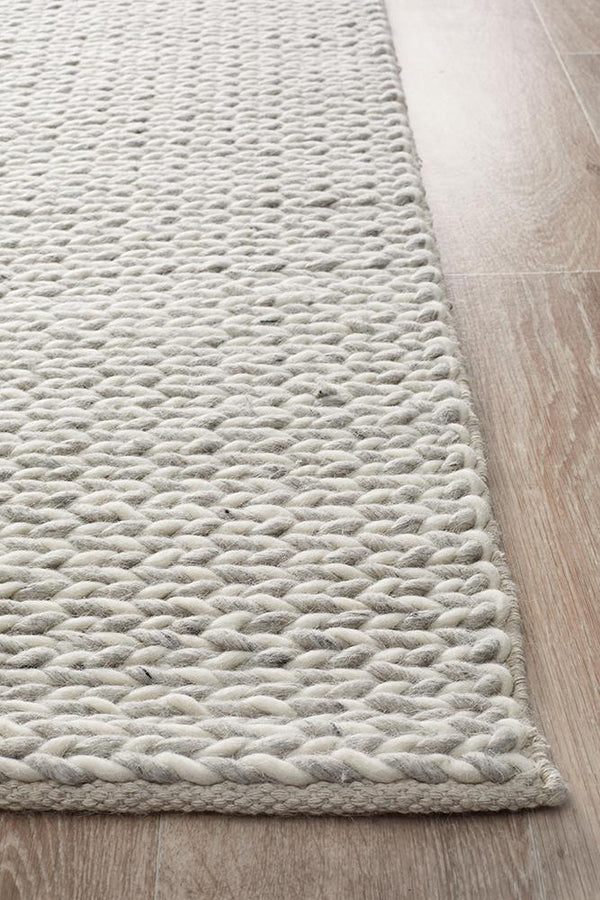 AXON Helena Woven Wool Rug Grey White