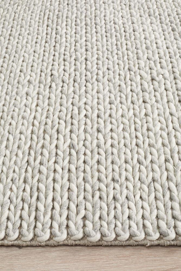 AXON Helena Woven Wool Rug Grey White