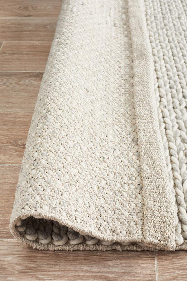 AXON Helena Woven Wool Rug Grey White