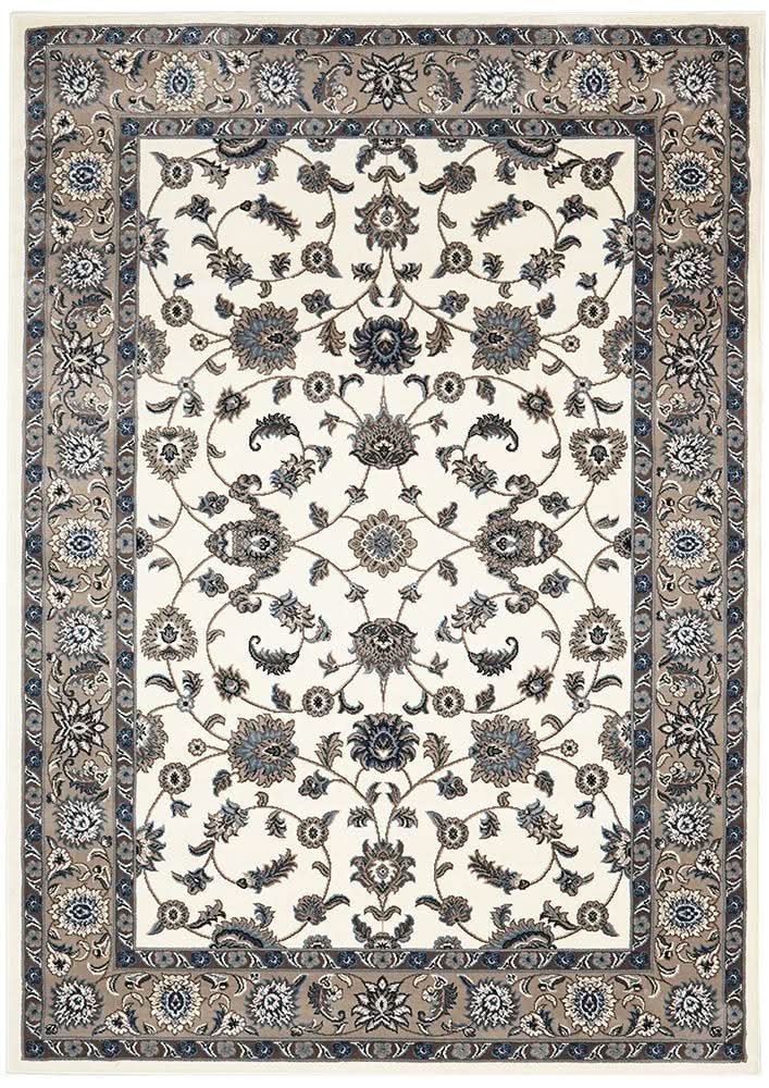 Sydney Collection Classic Rug White With Beige Border
