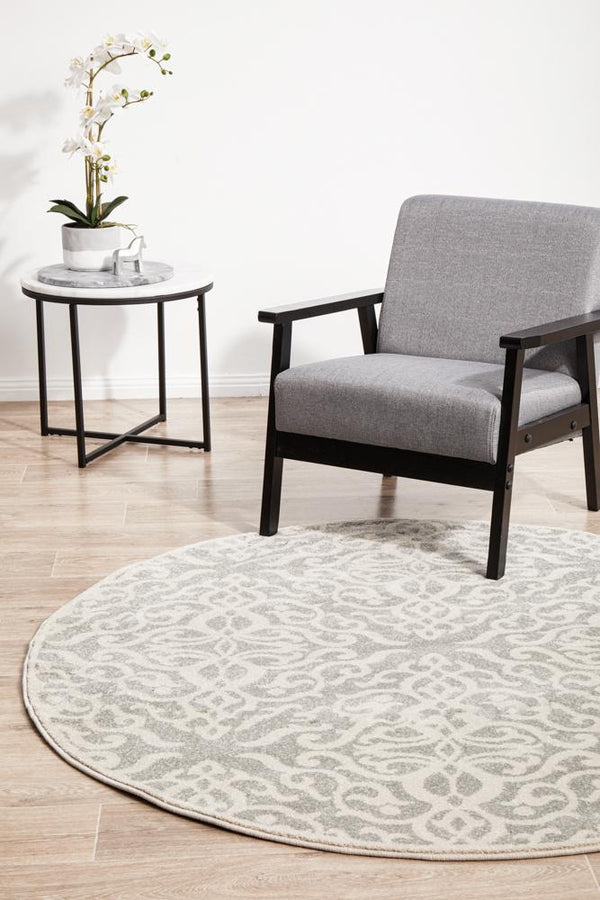 HALIX Lydia Silver Round Rug
