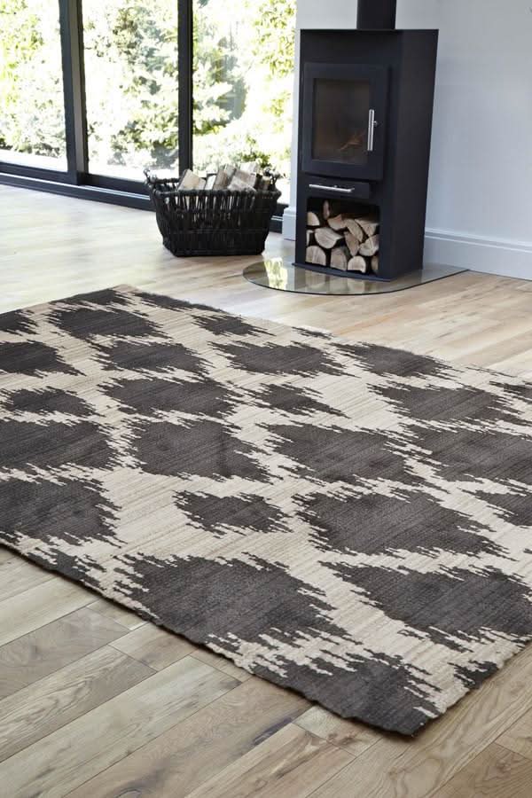 Moroccon Style  Diamond Design Charcoal Rug