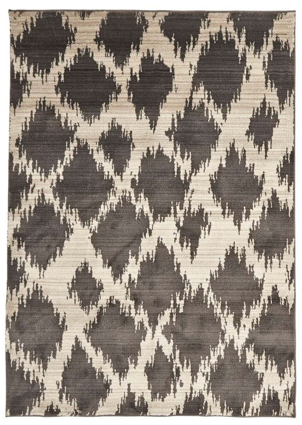 Moroccon Style  Diamond Design Charcoal Rug