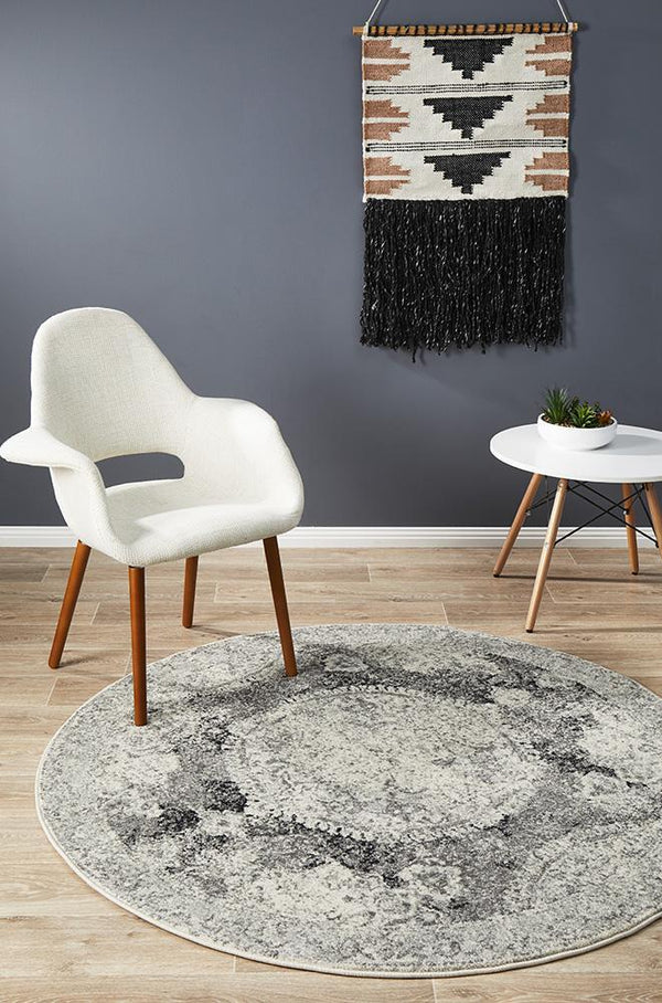 Museum Beverly Charcoal Round Rug
