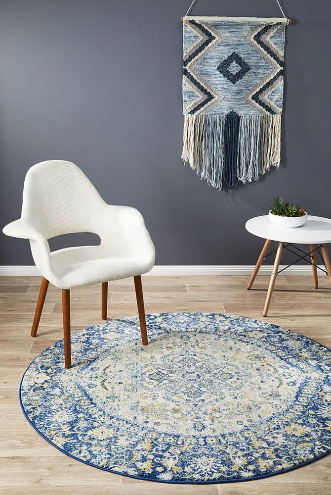 Museum Ruthy Navy Round Rug